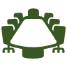 Meetings Image of a table with chairs, meeting icon